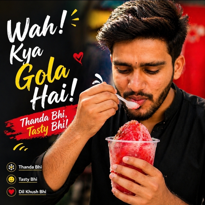 Founder holding a Lazeez Gola, showcasing the premium refreshing summer treat